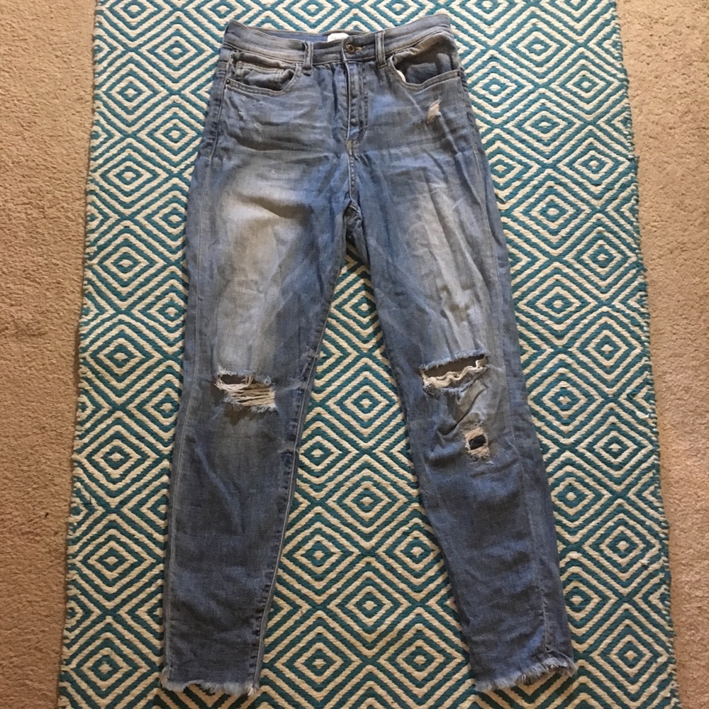 Trendy Light Wash High-Waist Skinny Jeans